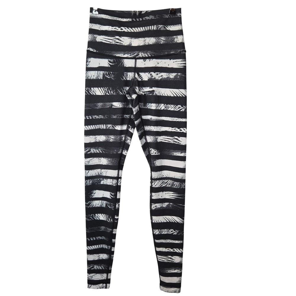 Lululemon Wunder‎ Under High Rise Tight Leggings Black White Palm Stripe Size 4